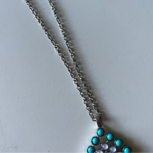 Loft Turquoise Eyelet of Red Tears Pendant Necklace J45 - Picture 3 of 5